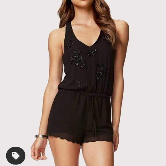 Forever 21 Pants - F21 black chiffon beaded romper